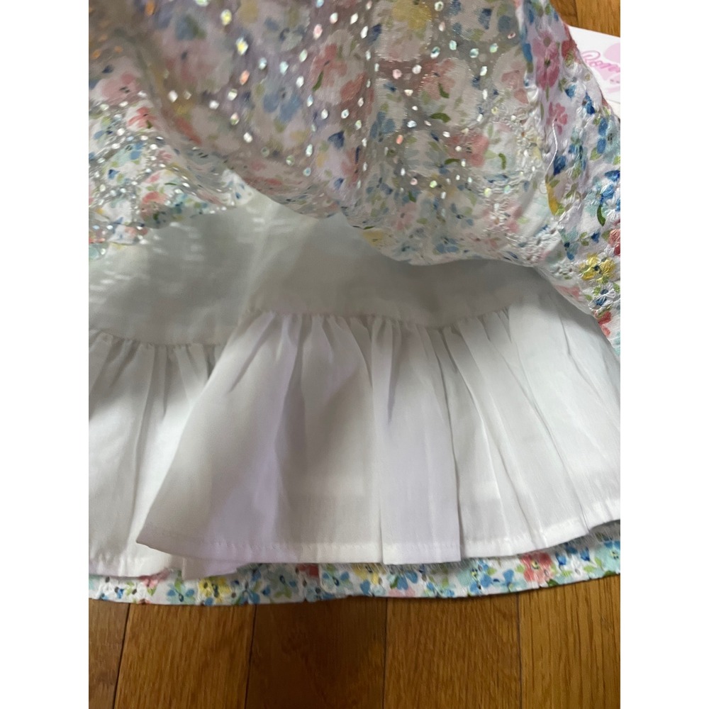 Bonnie Baby Floral Eyelet Ruffle Dress Blue Pink Yellow 12M NEW - Picture 9 of 9